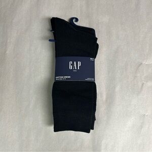 New Gap Socks Men’s 3 Pair Black Cotton Crews Business Casual Dress Classic Sock
